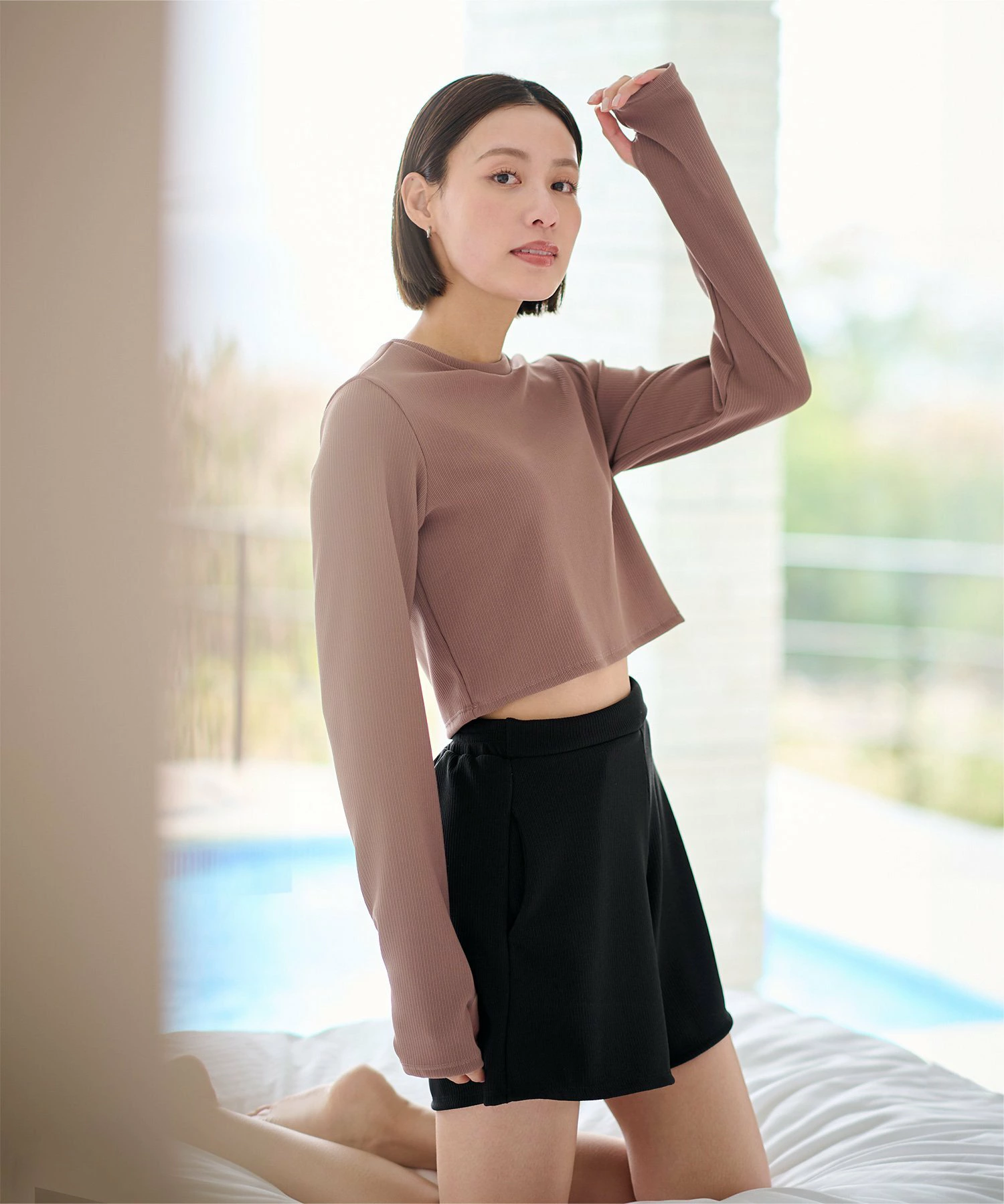 3 件套/短裤*长袖比基尼/泳衣带杯防紫外线休闲