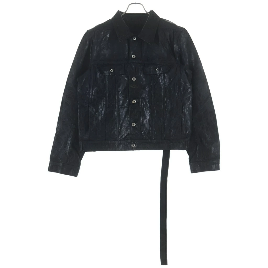 Rick Owens DRKSHDW(Rick Owens 暗影) MEGACRUST DENIM TRUCKER JACKET 涂层牛仔卡车司机夹克 黑色 DU02D2751-BMC