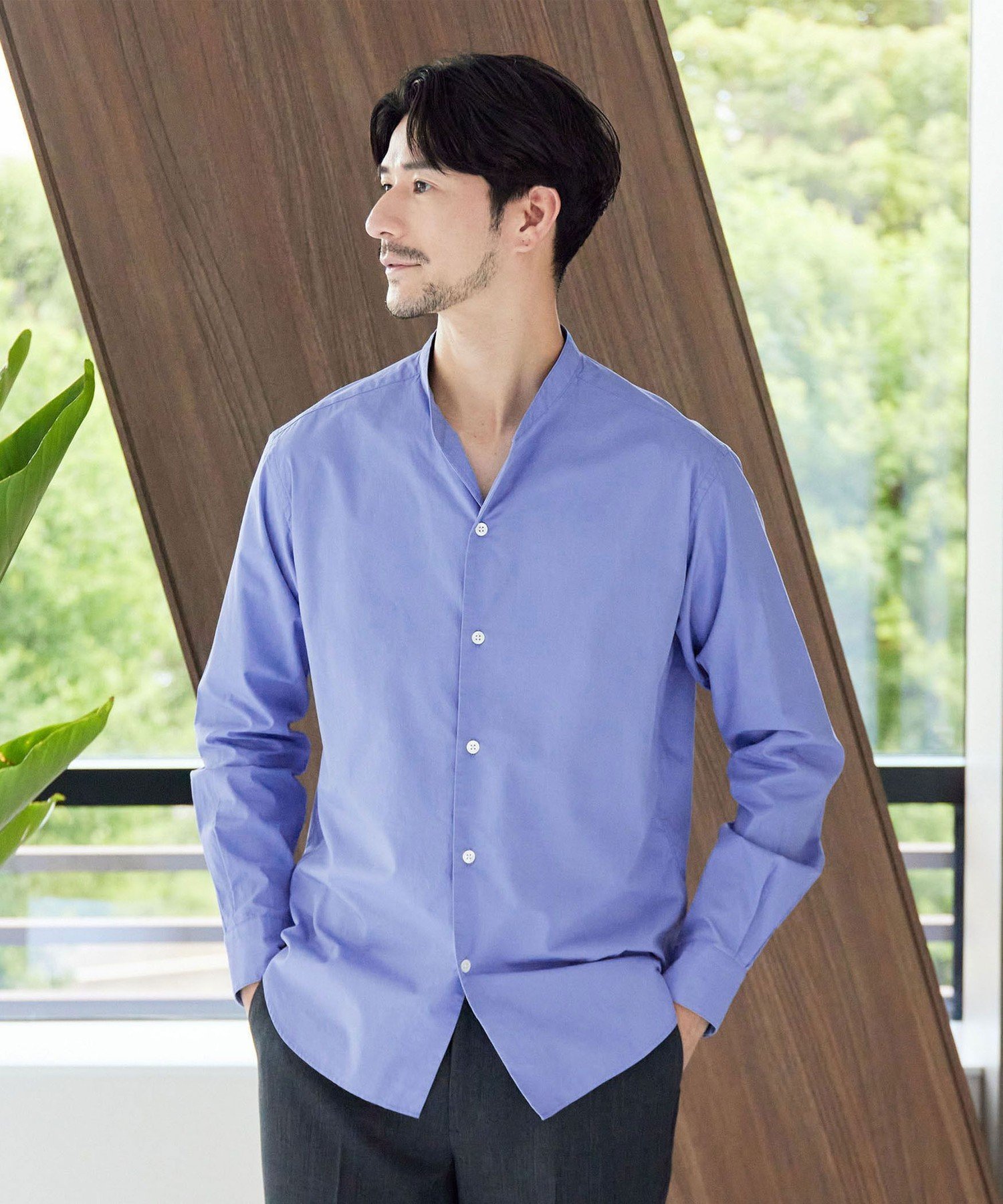 【WEB限定WARDROBE SMART】棉质立领船长衬衫
