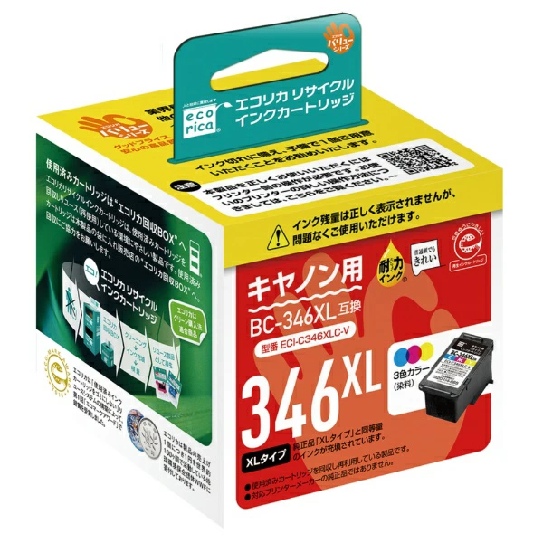 埃科里卡 | Ecorica 兼容再生墨盒 [Canon BC-346XL] 彩色 ECI-C346XLC-V [ECIC346XLCV]