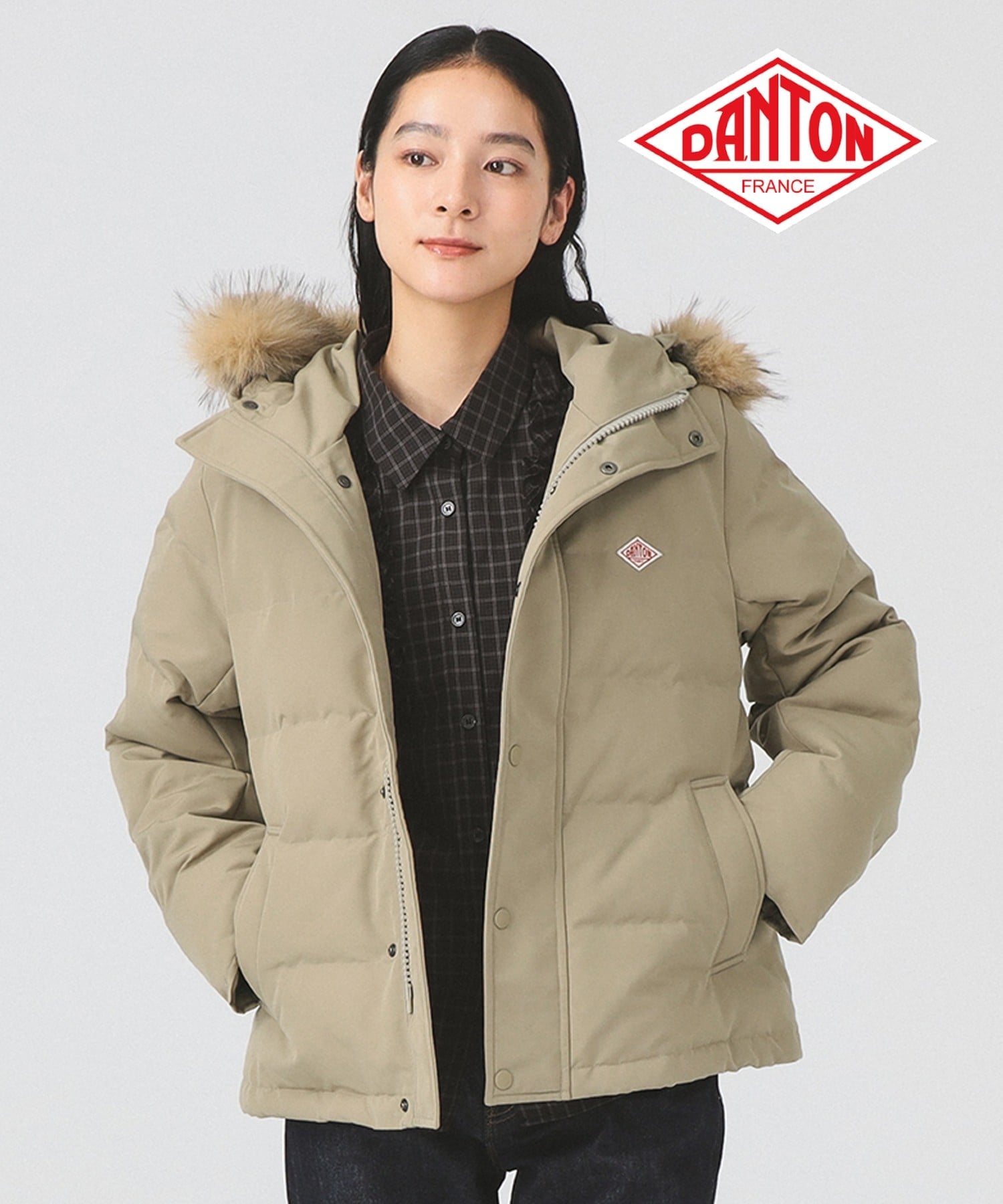 DANTON / 人造毛皮连帽羽绒服 25AW