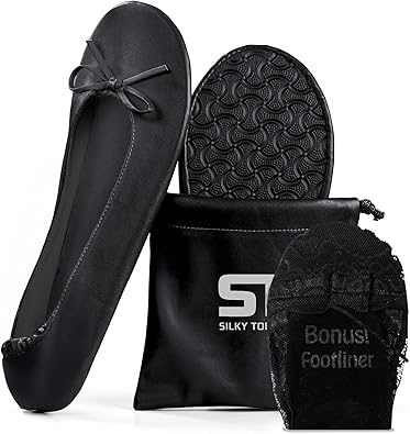 女式丝质脚趾可折叠平底鞋| SHOPBOP适合婚礼、派对、活动、旅行的便携式芭蕾平底鞋 |舒适的软垫