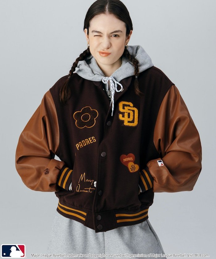 MLB×MARY QUANT 贴片学生夹克/贴片运动夹克/Mary Quant 25AW