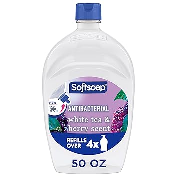 Softsoap 抗菌洗手液，厨房和浴室洗手液，白茶和浆果香味，50 液量盎司补充装