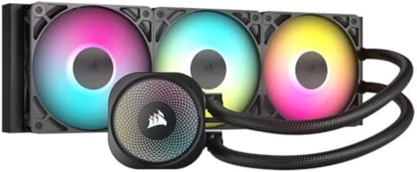 CORSAIR Nautilus 360 RS ARGB 液体 CPU 冷却器 – 360 毫米 AIO – 低噪音 – 直接主板连接 – 菊花链 – Intel LGA 1851/1700、AMD AM5/AM4 – 随附 3 个 RS120 ARGB 风扇 – 黑色
