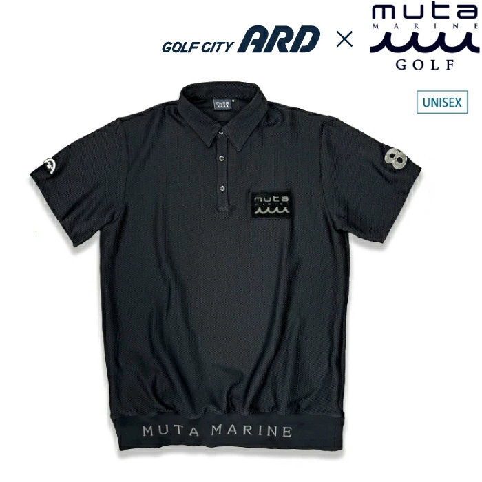 muta MARINE GOLF Muta Marine Golf x Golf City Aldo 定制男女高尔夫服限量罗纹 Polo 衫黑色男女通用刺绣贴片礼物推荐