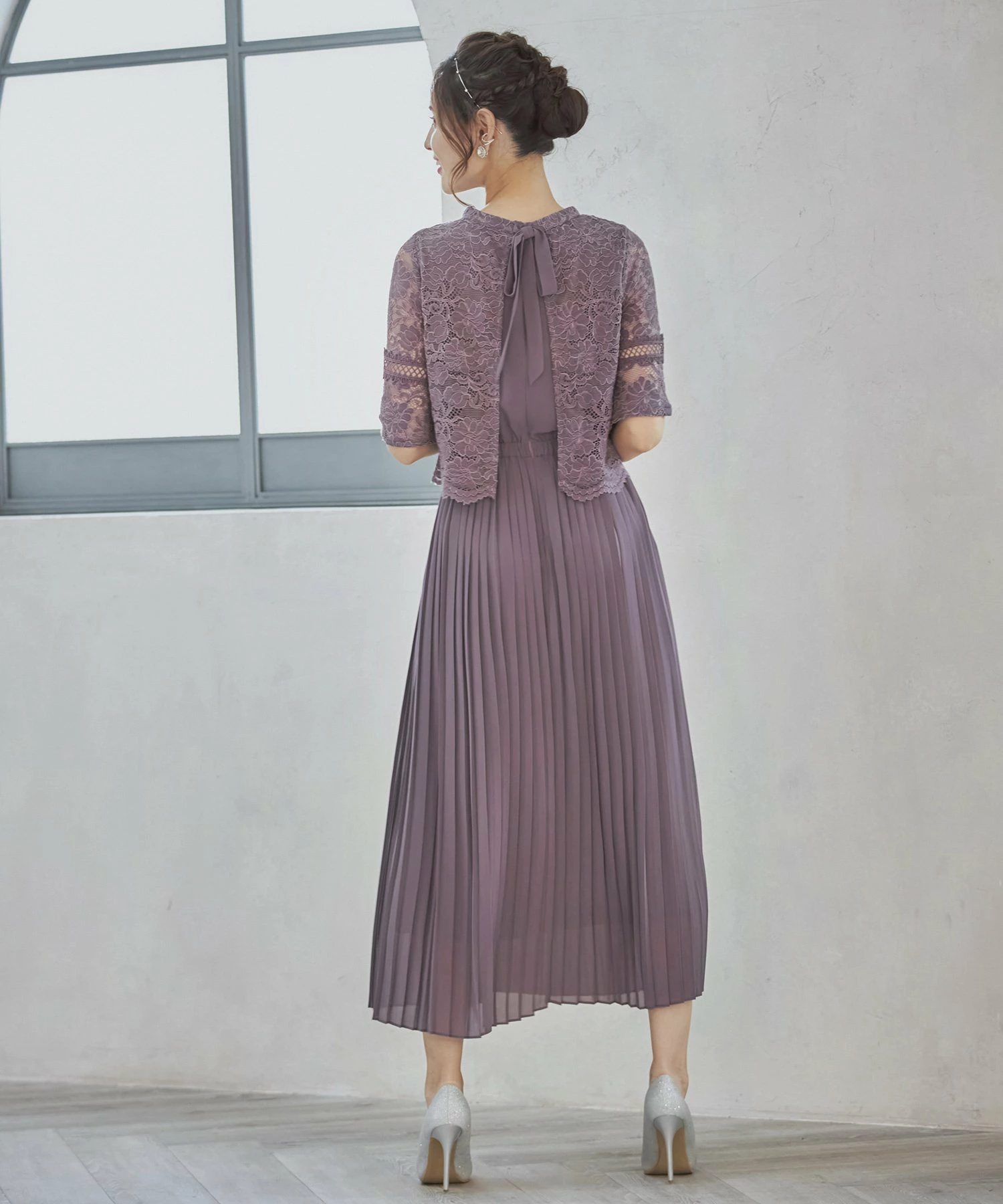 一件式连衣裙蕾丝百褶派对礼服婚礼