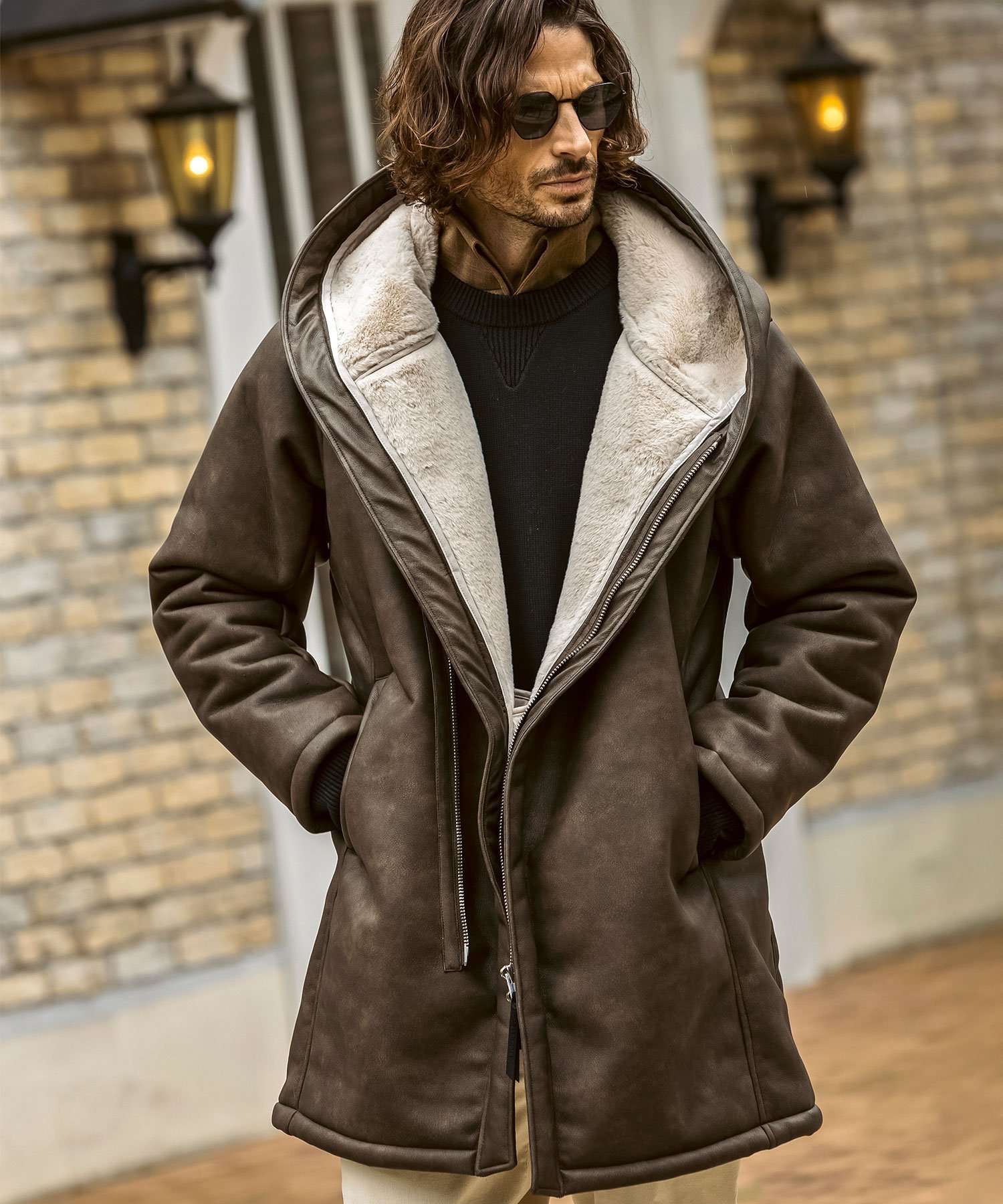 JH junhashimoto 微绒面革裹身外套
