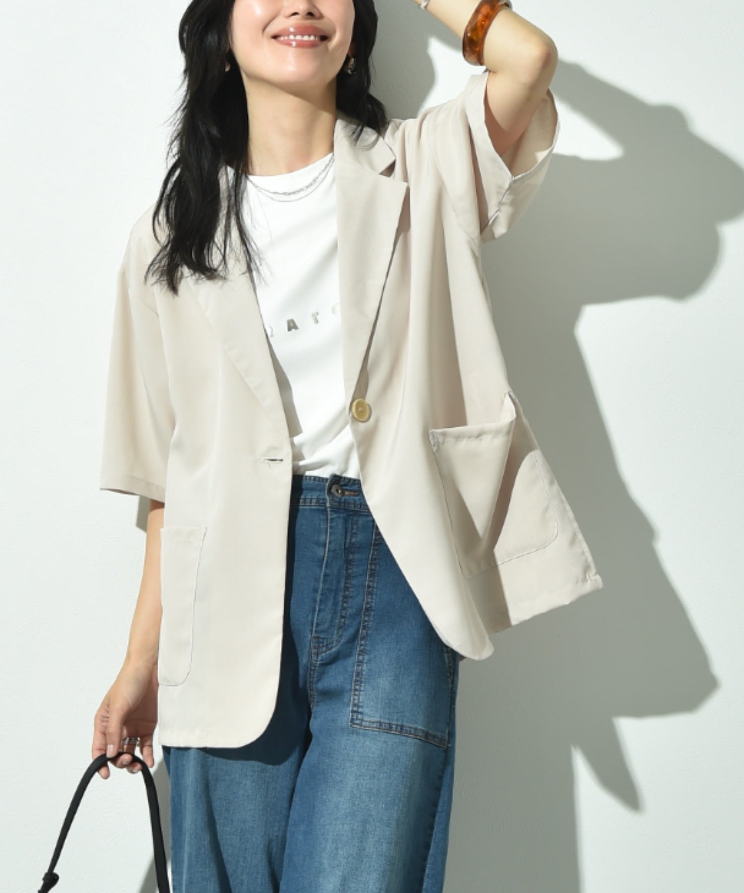 仿亚麻短袖定制夹克