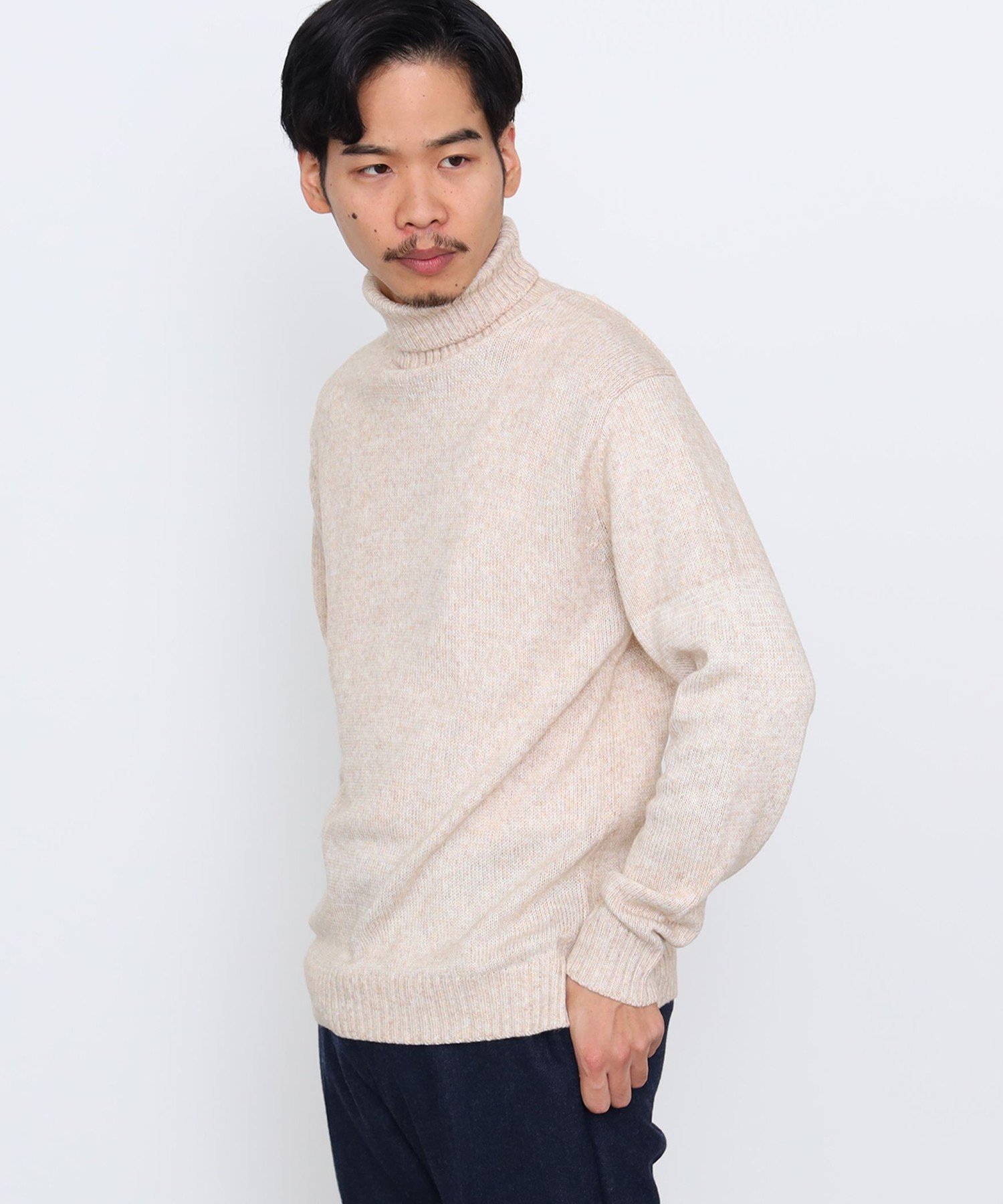 混色高领针织衫 24FW (S~XL, 可手洗)