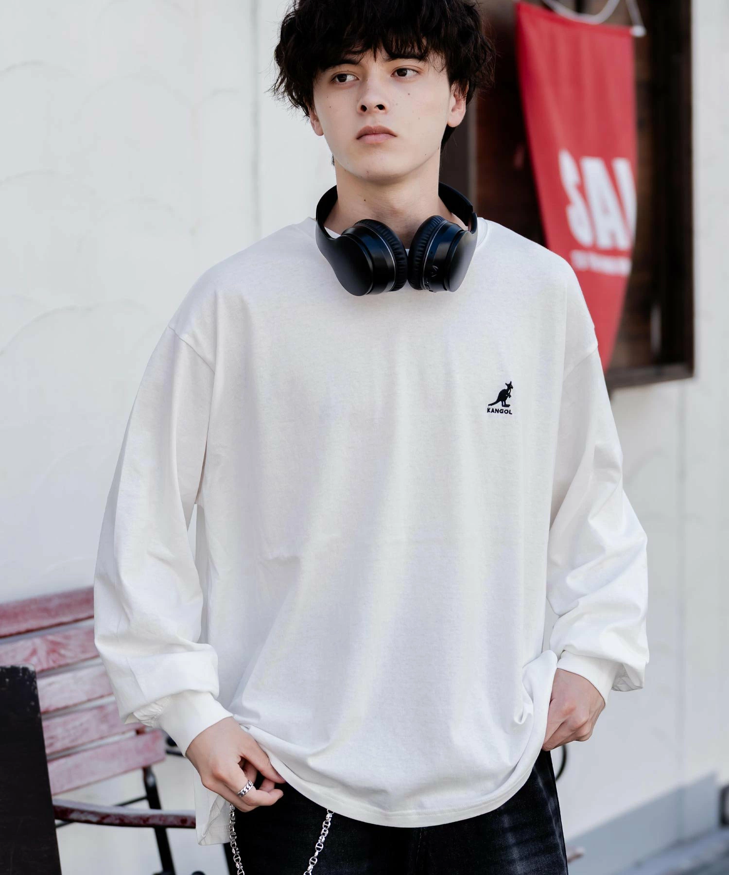 [KANGOL] *[Rocky Monroe] 定制合作一点刺绣长袖T恤
