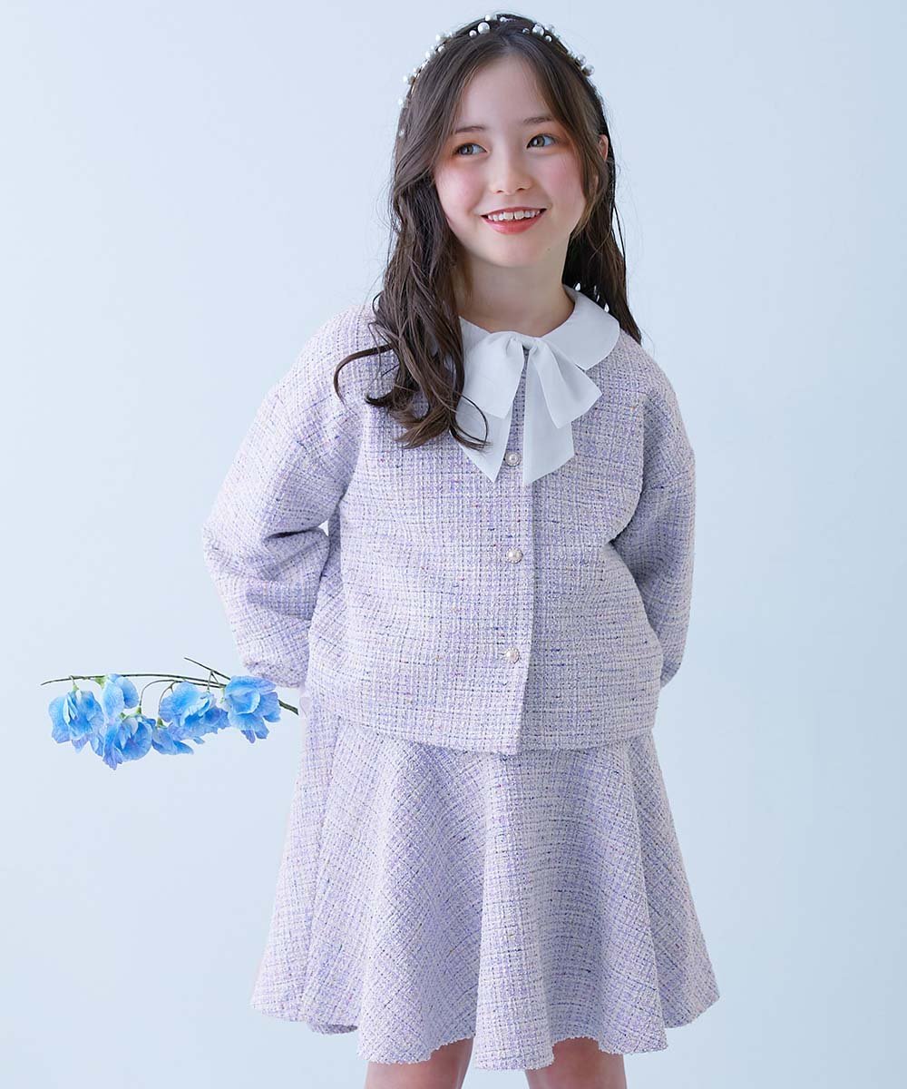 正装女童无领粗花呢套装童装儿童女孩 26SS