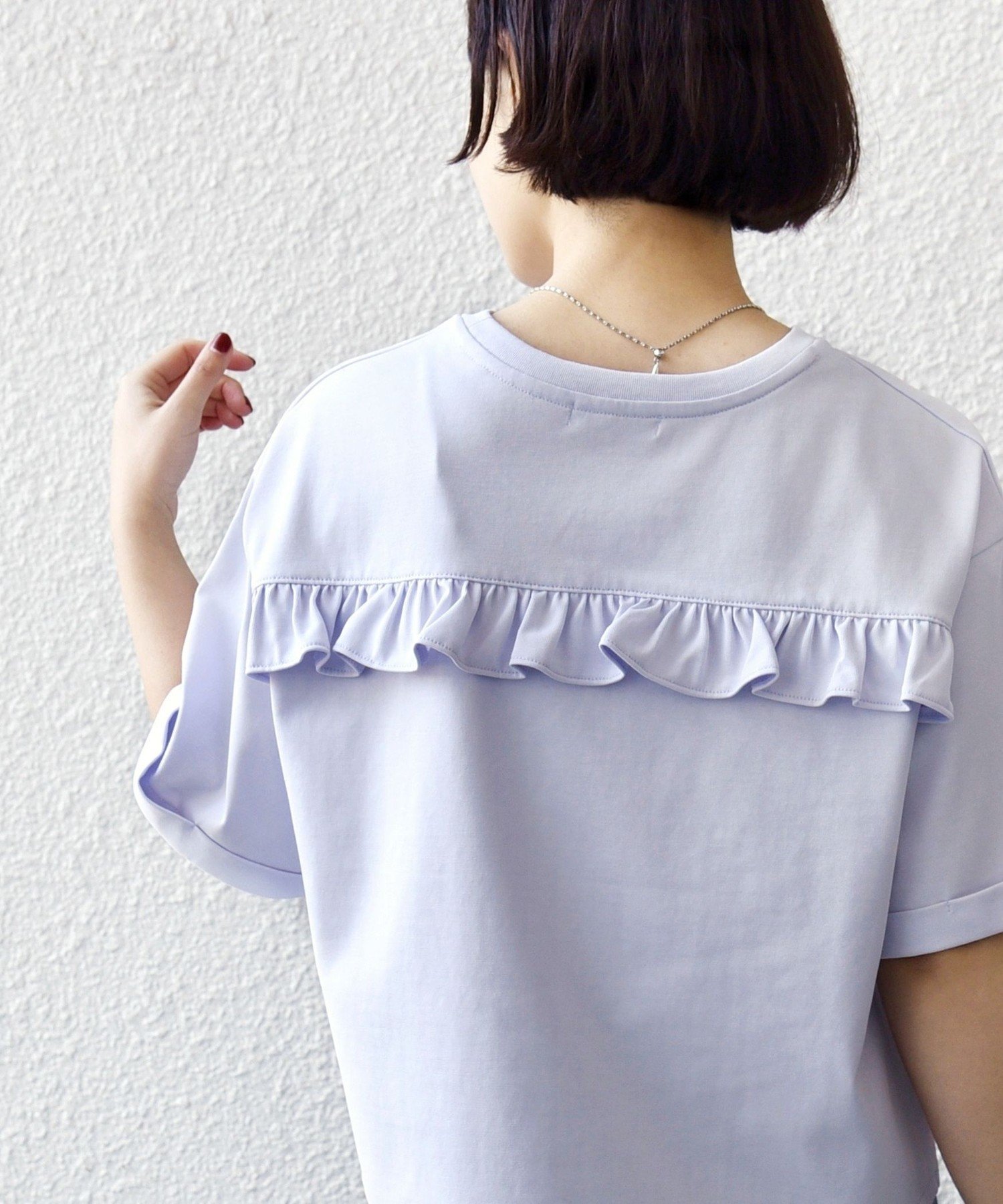 [WEB限定]<Cool touch>有机棉褶边TEE