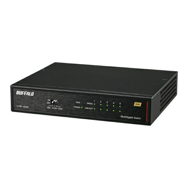BUFFALO｜Buffalo 交换集线器 [5 端口/10Giga 兼容/AC 适配器] 金属外壳黑色 LXW-10G5