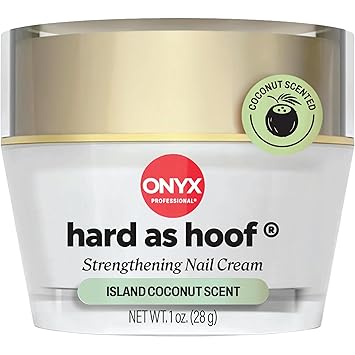 Onyx Professional Hard as Hoof 指甲强化霜，岛屿椰子香味 - 指甲生长和调理角质层霜，可防止指甲分裂、碎裂、裂纹并强化指甲，1 盎司