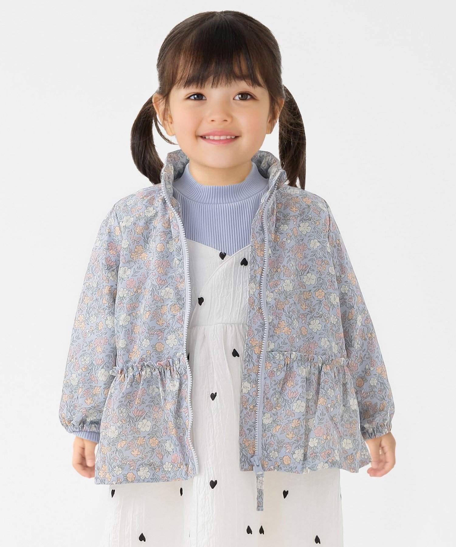 发货颜色：80~130cm /花朵印花拉链连帽外套◇
