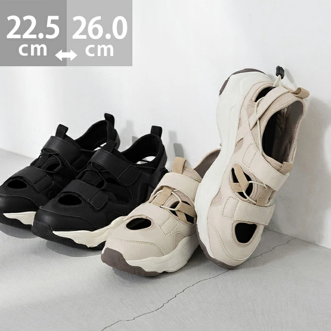 女式运动凉鞋，无痛，轻松行走，不会脱下来，运动凉鞋，运动凉鞋，魔术贴，厚底凉鞋，白色鞋底，搭配袜子，时尚
