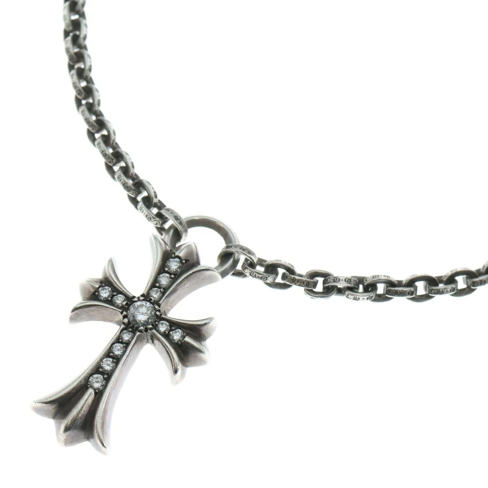 CHROME HEARTS CH CRS SML PPR CHN P/D 小号十字顶纸链 密镶钻石银