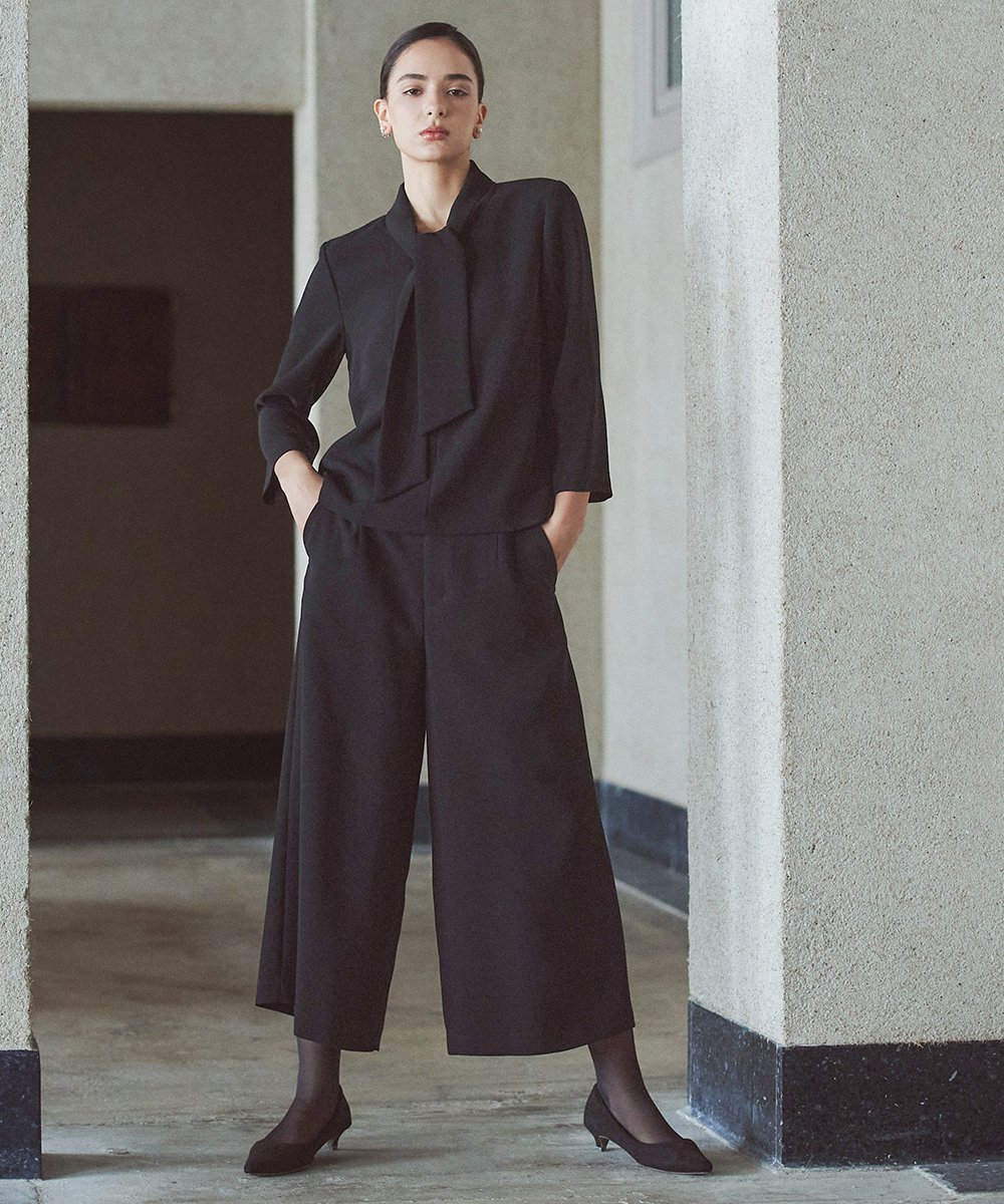 【丧服/正服】可水洗防皱开襟领结设计上衣+宽裤套装