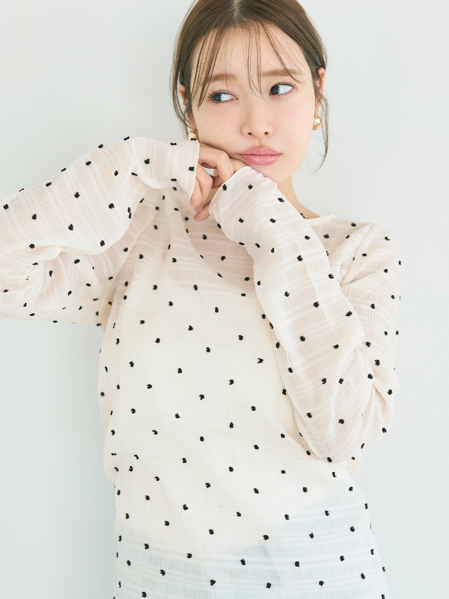 【WEB限定颜色】透明圆点上衣