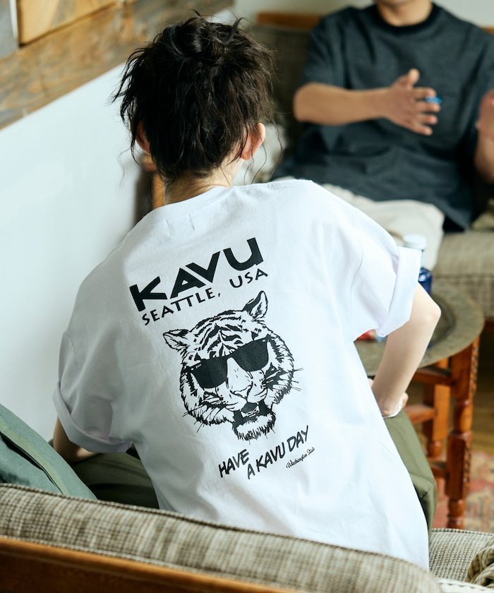 KAVU×FREAK'S STORE/Cub - 特别订单 背面设计 刺绣补丁 圆领T恤 / TIGER [限量发售]