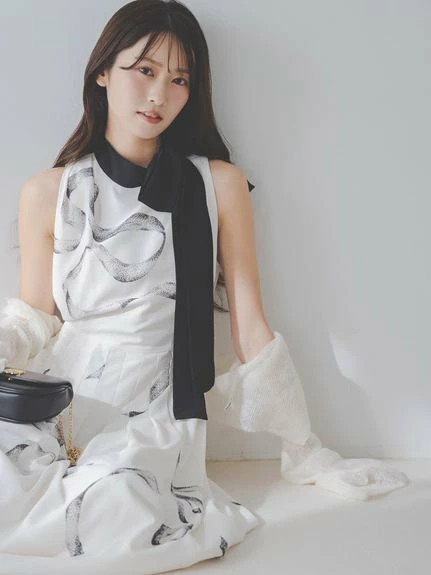 【WEB限定颜色】丝带细节开衫套装连衣裙
