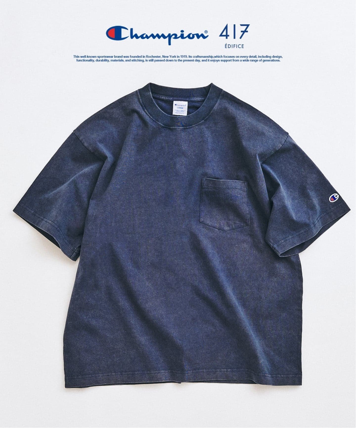 CHAMPION / 冠军 417 定制漂白水洗口袋 T 恤