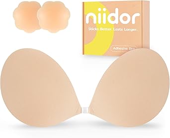 Niidor 粘性文胸无肩带超粘隐形聚拢硅胶文胸多种颜色尺寸可重复使用适合露背连衣裙
