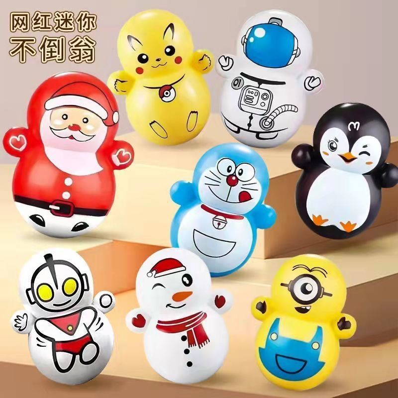 卡通卡通不倒翁益智迷你不倒翁玩具皮卡丘叮当猫桌面减压摇头不倒翁摆件 YL059