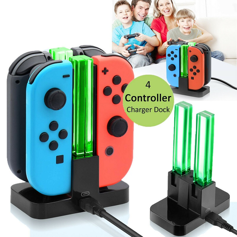 Nitend Switch 4 控制器充电器 LED 指示灯充电底座适用于 Nitendo Switch Nintendoswitch NS Joy-con 配件
