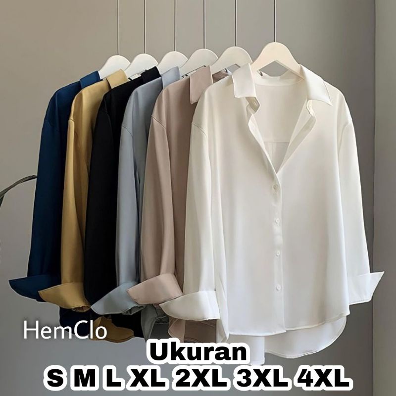 KEMEJA Hemclo Polo 衫女式尺码 S M L XL XXL XXXL XXXXL 4XL 2XL 3XL 5XL 2L 3L 4L 5L 基本衬衫工作衬衫大码上衣超大办公衬衫韩国衬衫