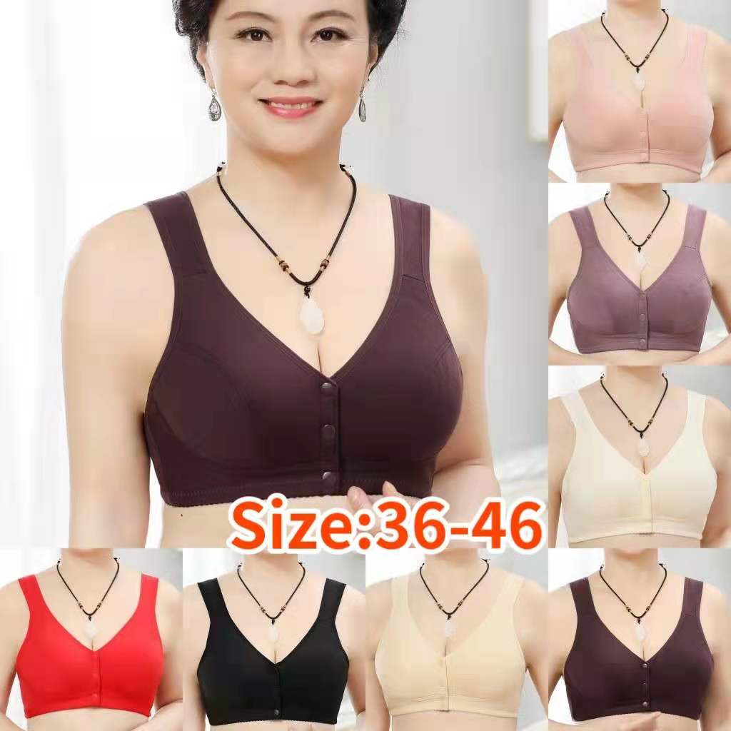 大码无钢圈前扣中老年女士内衣软棉背心式文胸 D142