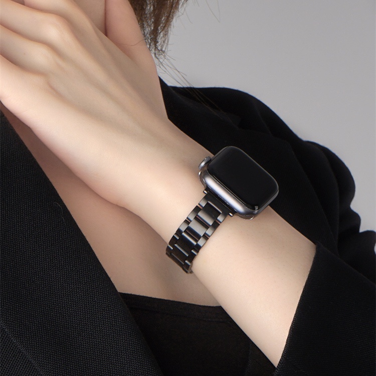 女士纤细不锈钢表带金属链适用于 iWatch 系列 9 / 8 / 7 / SE / 6 / 5 / 4 / 3 / 2 兼容智能手表 Ultra 2 / ultra 41 毫米 45 毫米 40 毫米 44 毫米 49 毫米