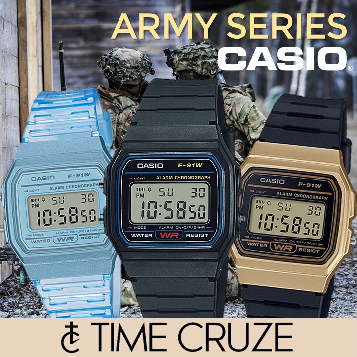 【Time Cruze】卡西欧数字儿童 NS 陆军男士手表 F-91W-1 F-91WM-2A F-91WM-9A F-91W F-91WM F-91WS-4 F-94WA-8 F-91