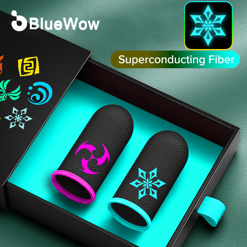 【原神】BlueWow 游戏指套手机游戏控制器手指拇指套防汗透气无缝触摸屏手指套银纤维适用于手机游戏 PUBG