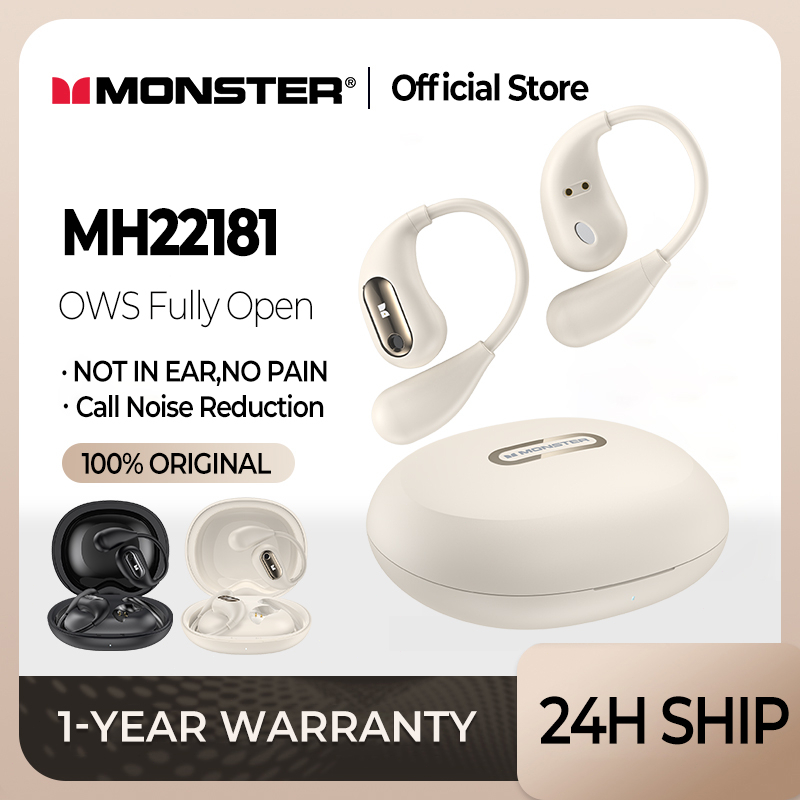 Monster 5.4 蓝牙耳机 MH22181 OWS 全开放式耳塞 IPX5 防水无线耳机蓝牙降噪立体声