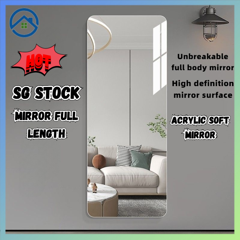 SG【READY STOCK】亚克力软镜自粘网红化妆镜宿舍壁挂穿衣镜全身镜家用浴室镜子