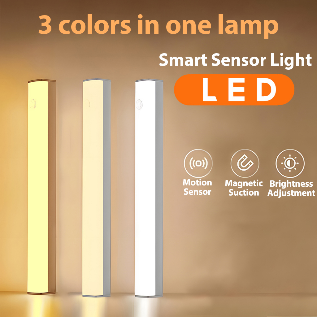 运动传感器 LED 夜灯 TYPE-C 可充电智能无线亮度可调节橱柜衣柜卧室照明 10/20/30/50 厘米