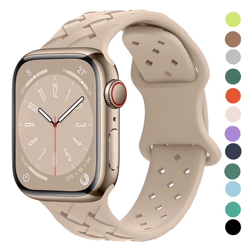 硅胶表带运动透气手环兼容 Apple Watch Ultra 2 49mm 44mm 40mm 45Mm 41mm 38mm 42mm IWatch Series 9 8 7 6 5 3 se 4