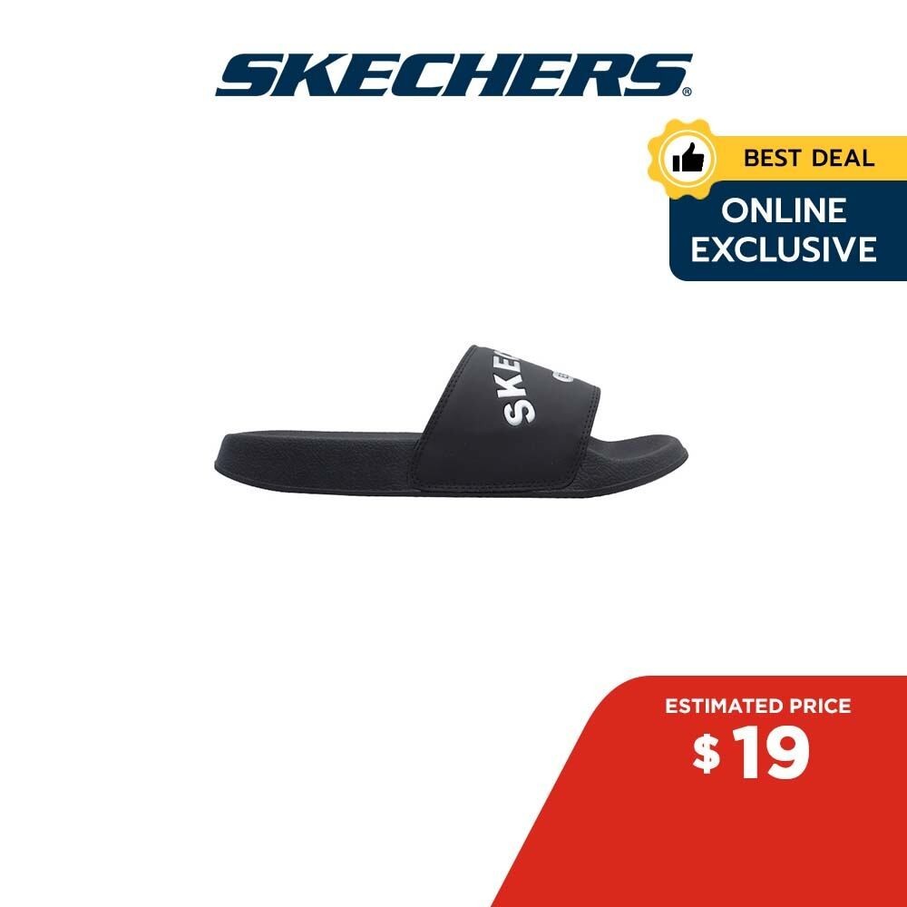 Skechers 在线独家女式 Cali Side Lines 2.0 Quikslide 步行拖鞋 - 8730086-BBK