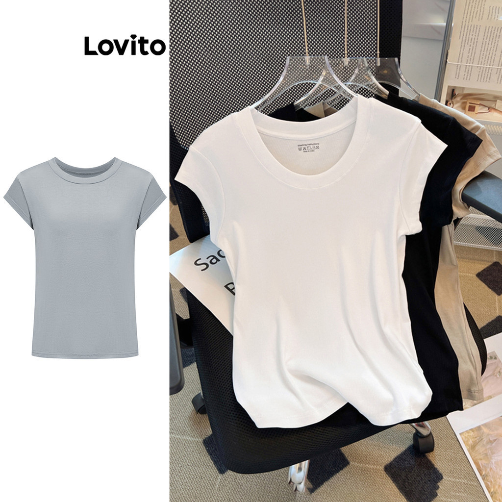 Lovito 女式休闲纯色基础款 T 恤 LNE37151 (多色)
