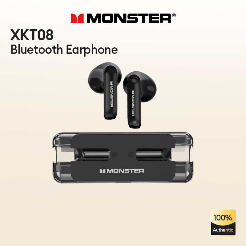 Monster XKT08 蓝牙耳机无线耳机低延迟智能触控运动防水游戏蓝牙 5.3