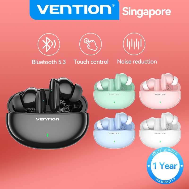 Vention 耳塞蓝牙耳机 TWS V5.3 耳机防水无线游戏耳机黑色兼容 iP 11 1