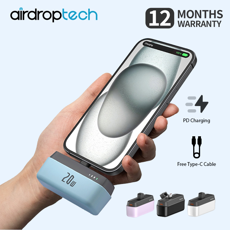 AIRDROPTECH PD 20W 5000mah 迷你移动电源快速充电移动电源适用于 IP 15 /14 /13 12 三星