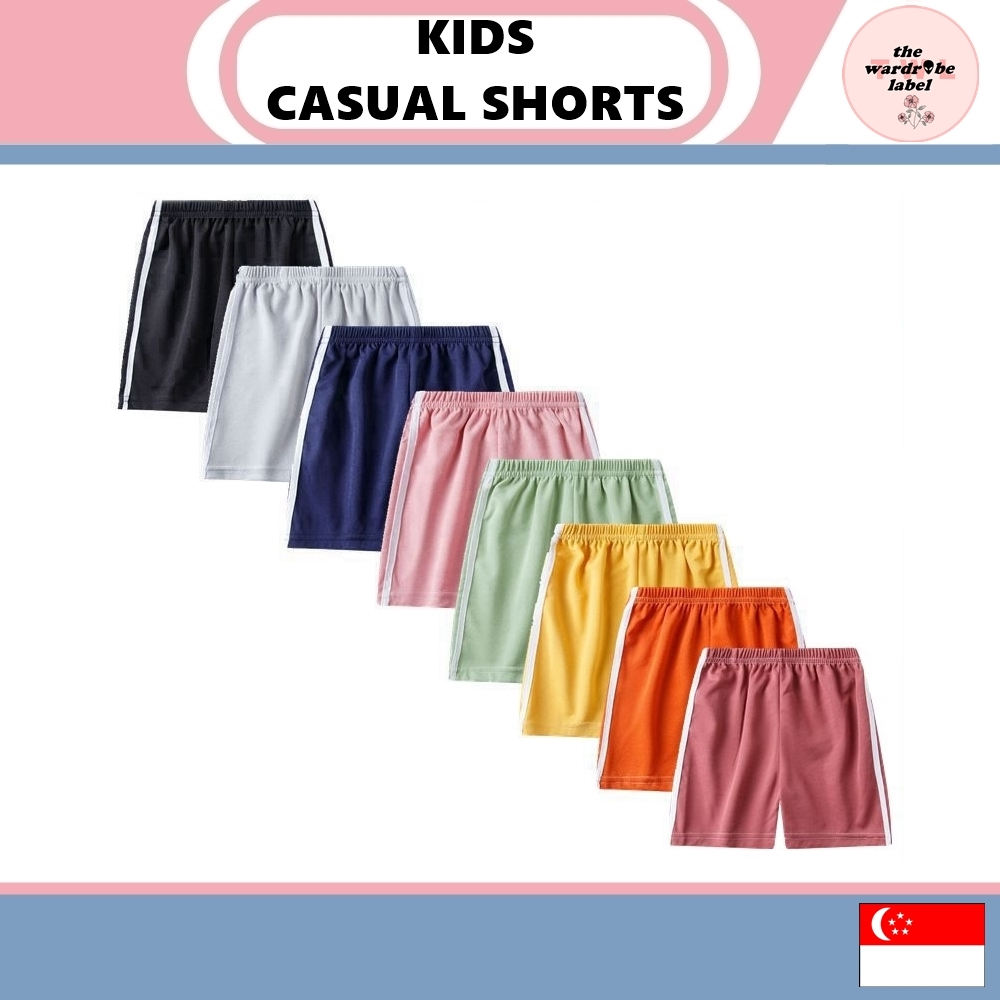 [SG SELLER] 儿童儿童青少年男女通用短裤夏季休闲纯色时尚短裤运动裤男孩女孩