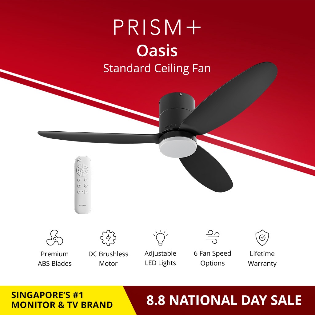 PRISM+ Oasis 标准吊扇 | 3 刀片 |集成可调光灯| 6档速度选择