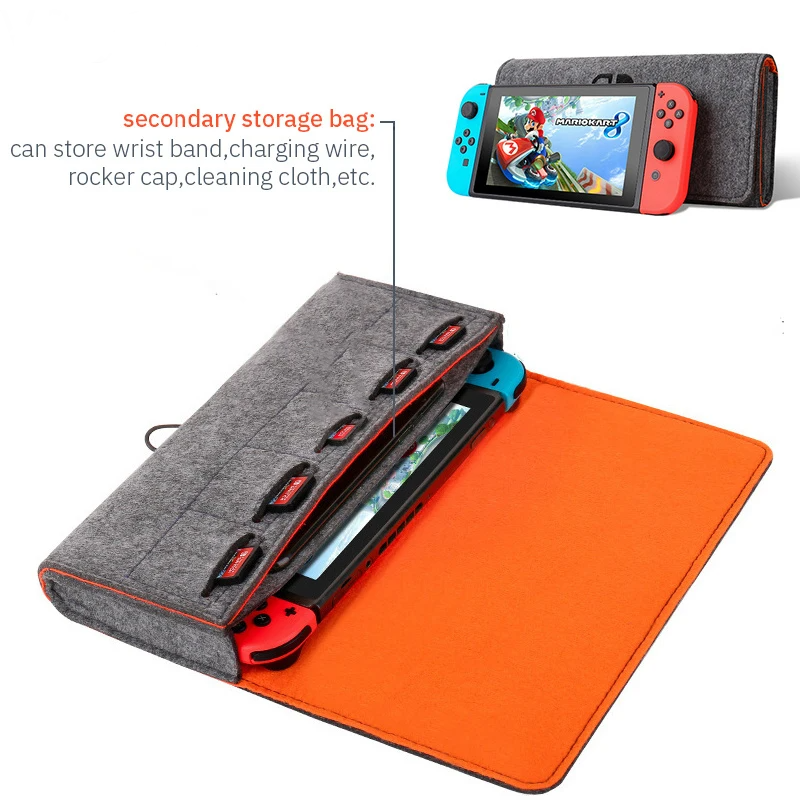 Jomaa Switch 毛毡收纳包游戏机保护套任天堂 Switch 多功能游戏卡充电线盒
