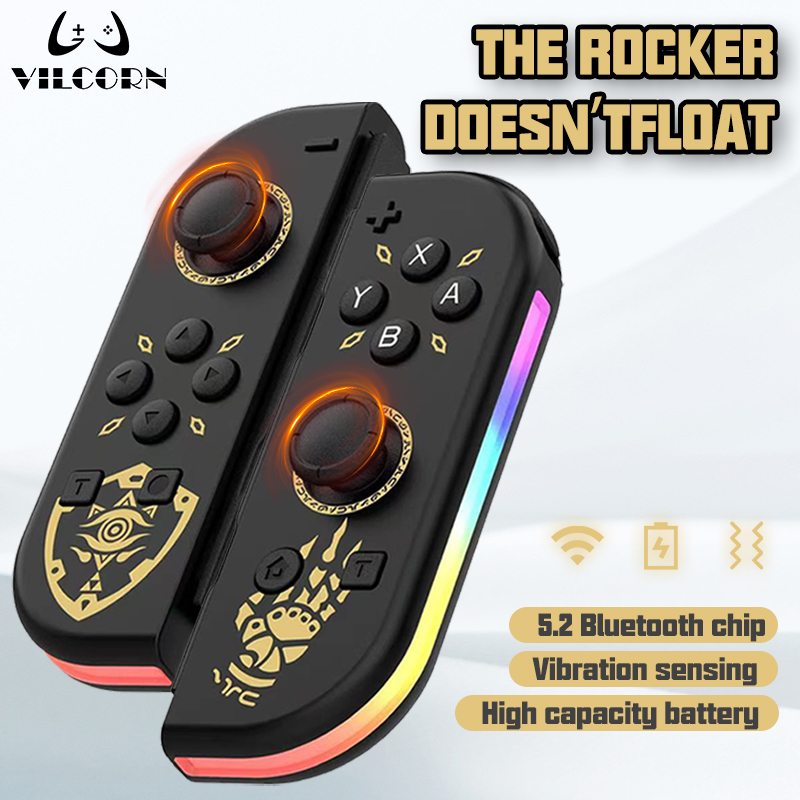 VILCORN JOY-2 游戏手柄适用于 Nintendo Switch/Lite/Oled Joy Con 适用于塞尔达传说 Switch 操纵杆 PC Yuzu 双振动控制器